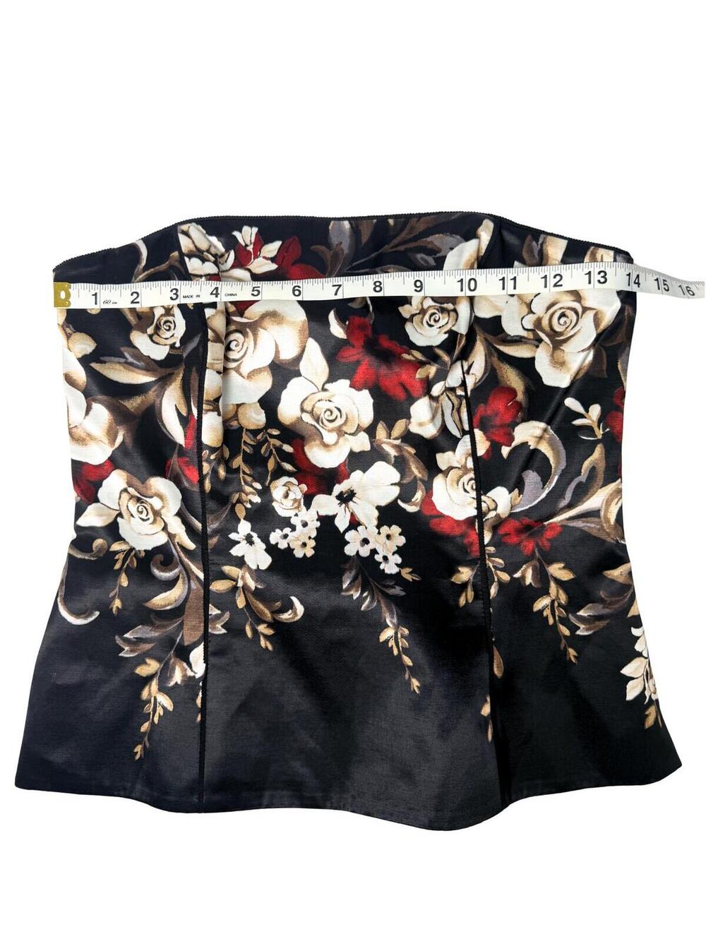 White House Black Market Floral Bustier Corset Top Size 2 Strapless Rose Print - Picture 6 of 7